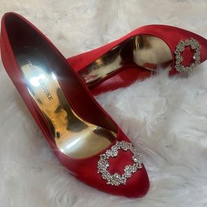 Audrey Brooke Satin Pumps | Color: Red | Size: 11M
